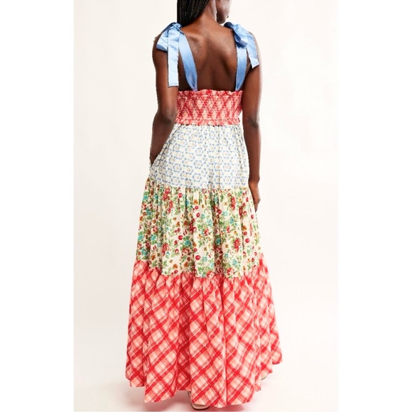 NWT Free People Bluebell Patchwork Maxi Dress in Cherry Combo - Picture 6 of 15